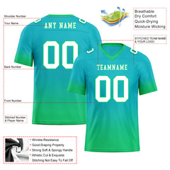 Custom Turquoise Mint Green Fade Fashion Personalized Authentic Football Jersey FBJ02-D06081