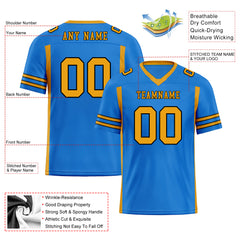 Custom Blue Yellow Striped Sleeves Personalized Authentic Football Jersey FBJ02-D06053