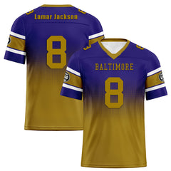 Custom Purple Yellow Baltimore Personalized Authentic Football Jersey FBJ02-D020249-2