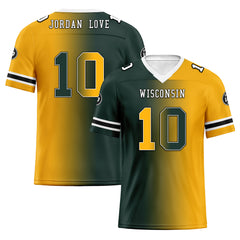 Custom Yellow Green Wisconsin Personalized Authentic Football Jersey FBJ02-D028017-7