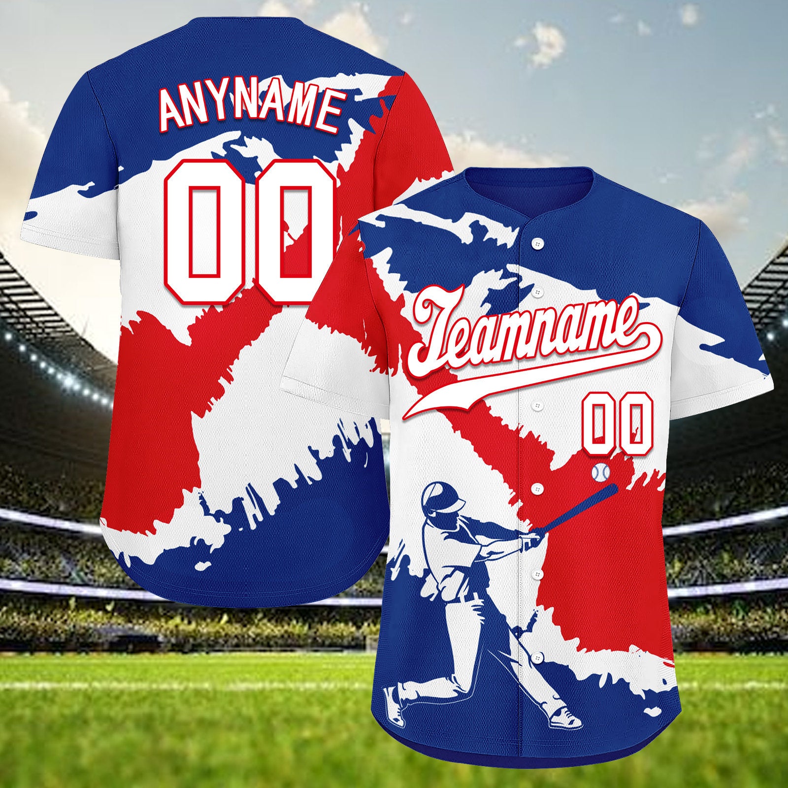 Custom Blue White Red Costa Rican Flag Personalized Authentic Baseball Jersey BSBJ01-E06022-10