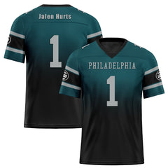 Custom Green Black Philadelphia Personalized Authentic Football Jersey FBJ02-D020249-23