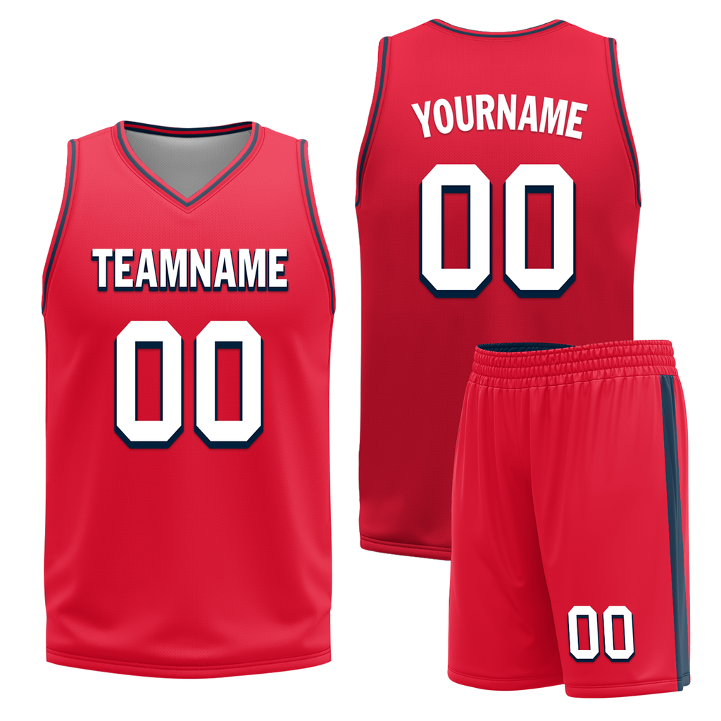 Custom Blue Red Classic Style Reversible Basketball Uniform Personalized Ordinary BBJR-D017021