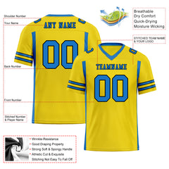 Custom Lemon Yellow Striped Sleeves Personalized Authentic Football Jersey FBJ02-D06051