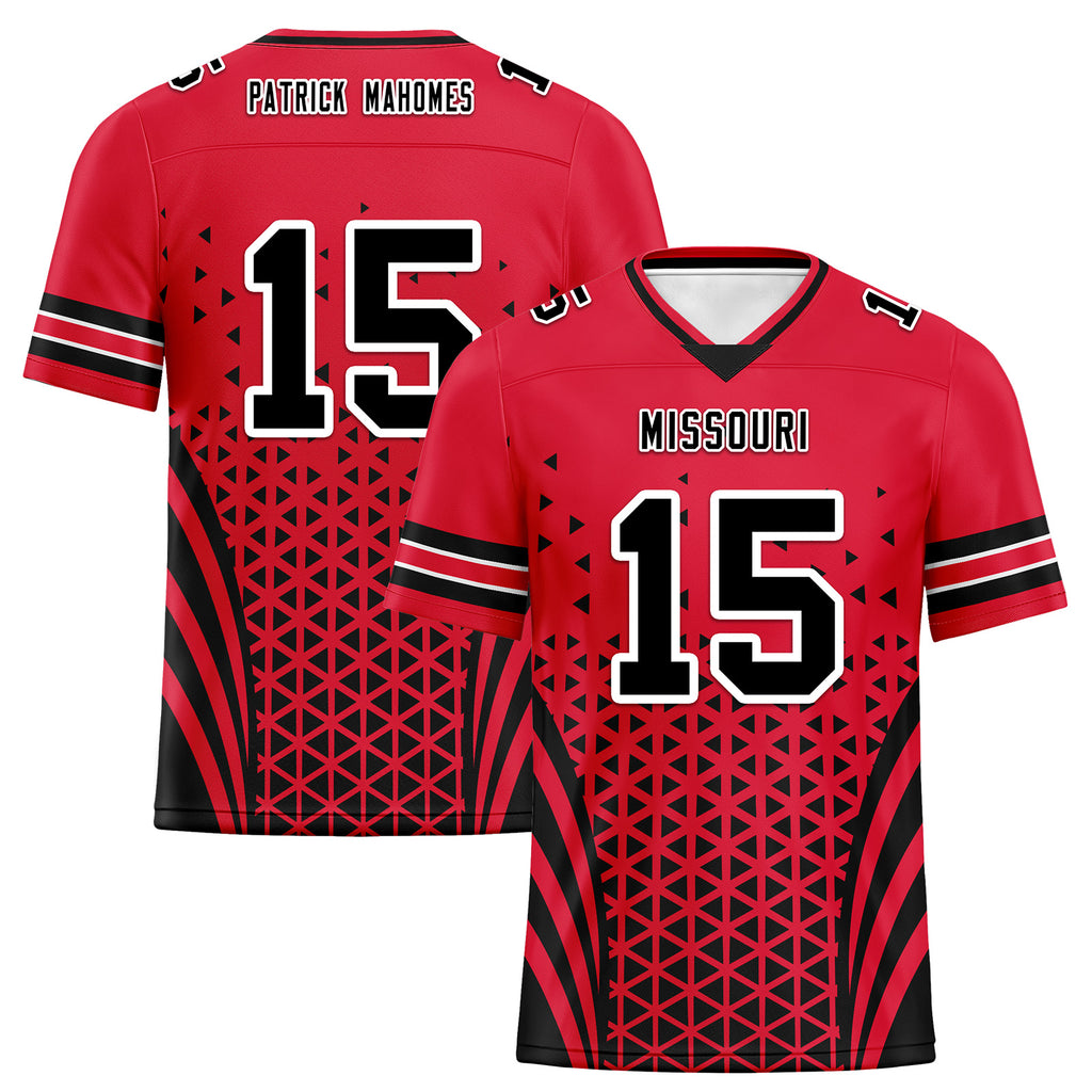 Custom Red White Missouri Personalized Authentic Football Jersey FBJ02-D023033-18