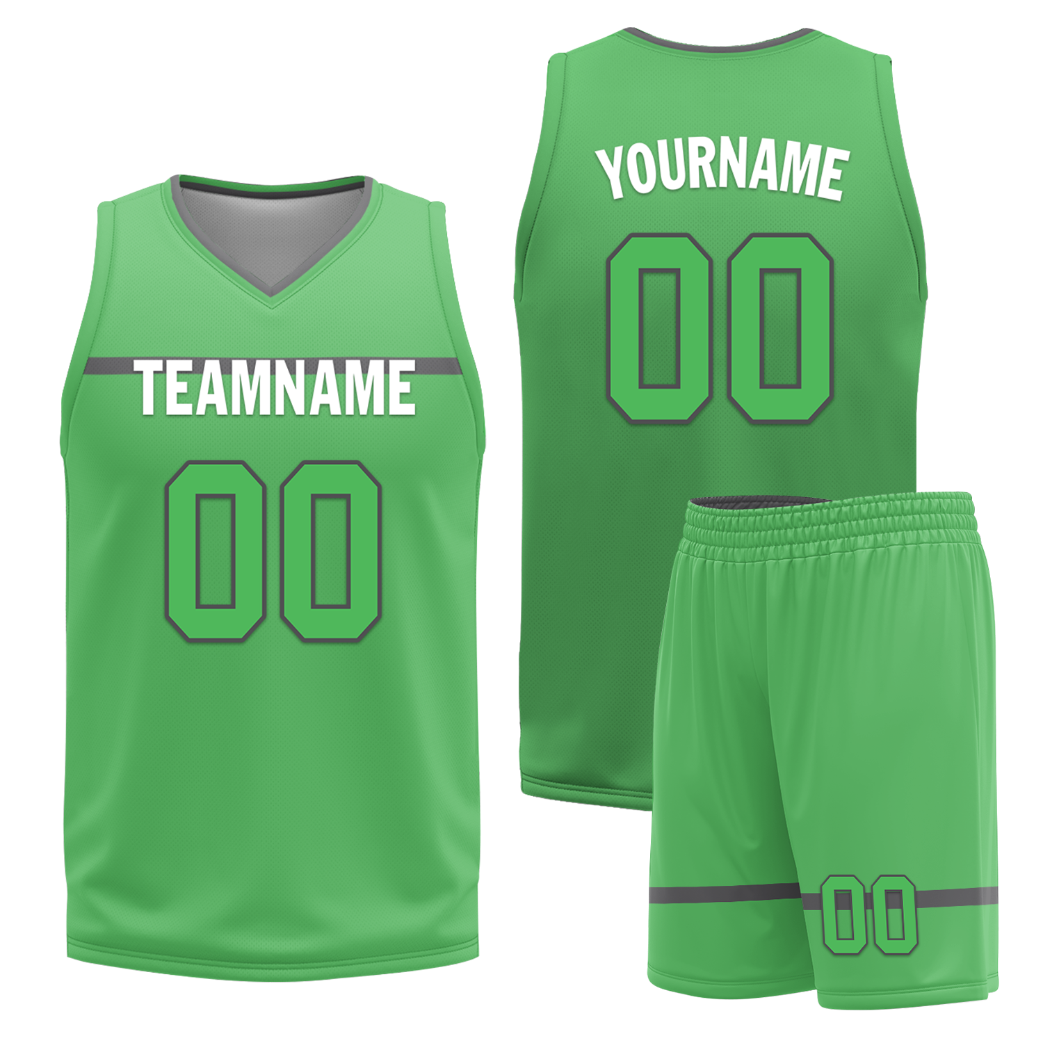 Custom Gray Green Classic Style Reversible Basketball Uniform Personalized COOLMAX BBJR-D017046