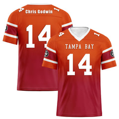 Custom Orange Red Tampa Bay Personalized Authentic Football Jersey FBJ02-D020249-29