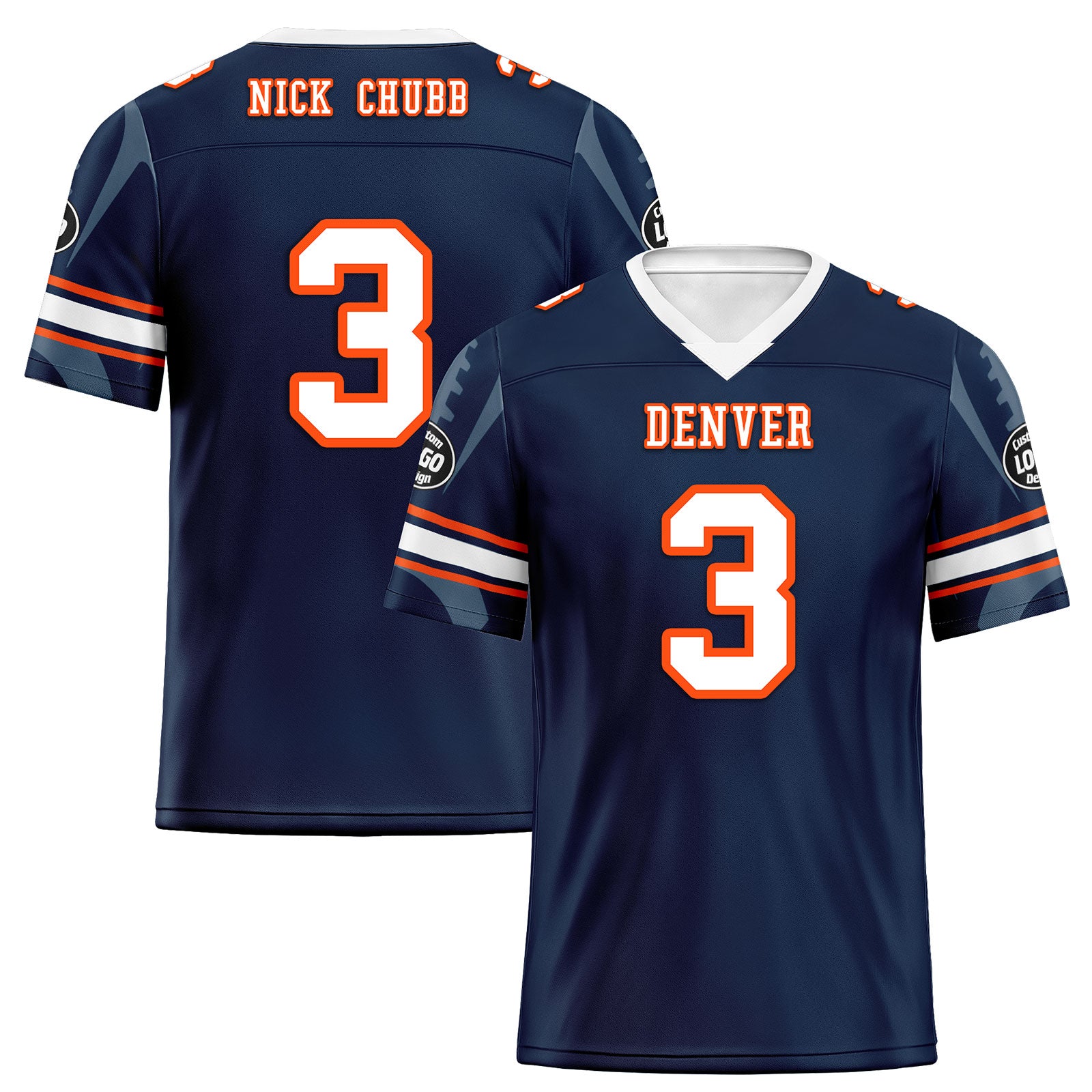 Custom Blue Denver Football Jersey and Sports Shoes Combo Offer Personalized Combo ZH-D025008-12