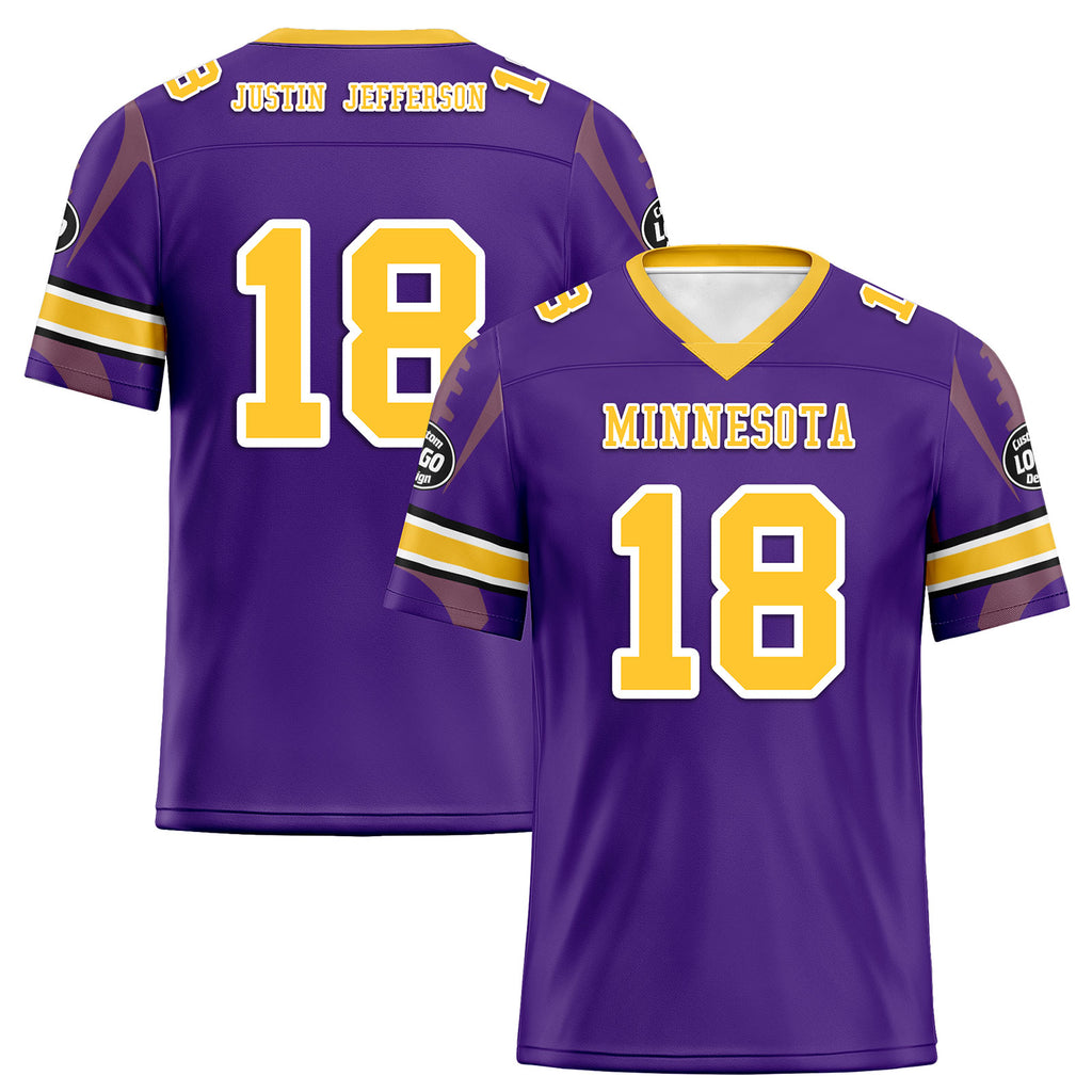 Custom Purple Minnesota Personalized Authentic Football Jersey FBJ02-D025033-15
