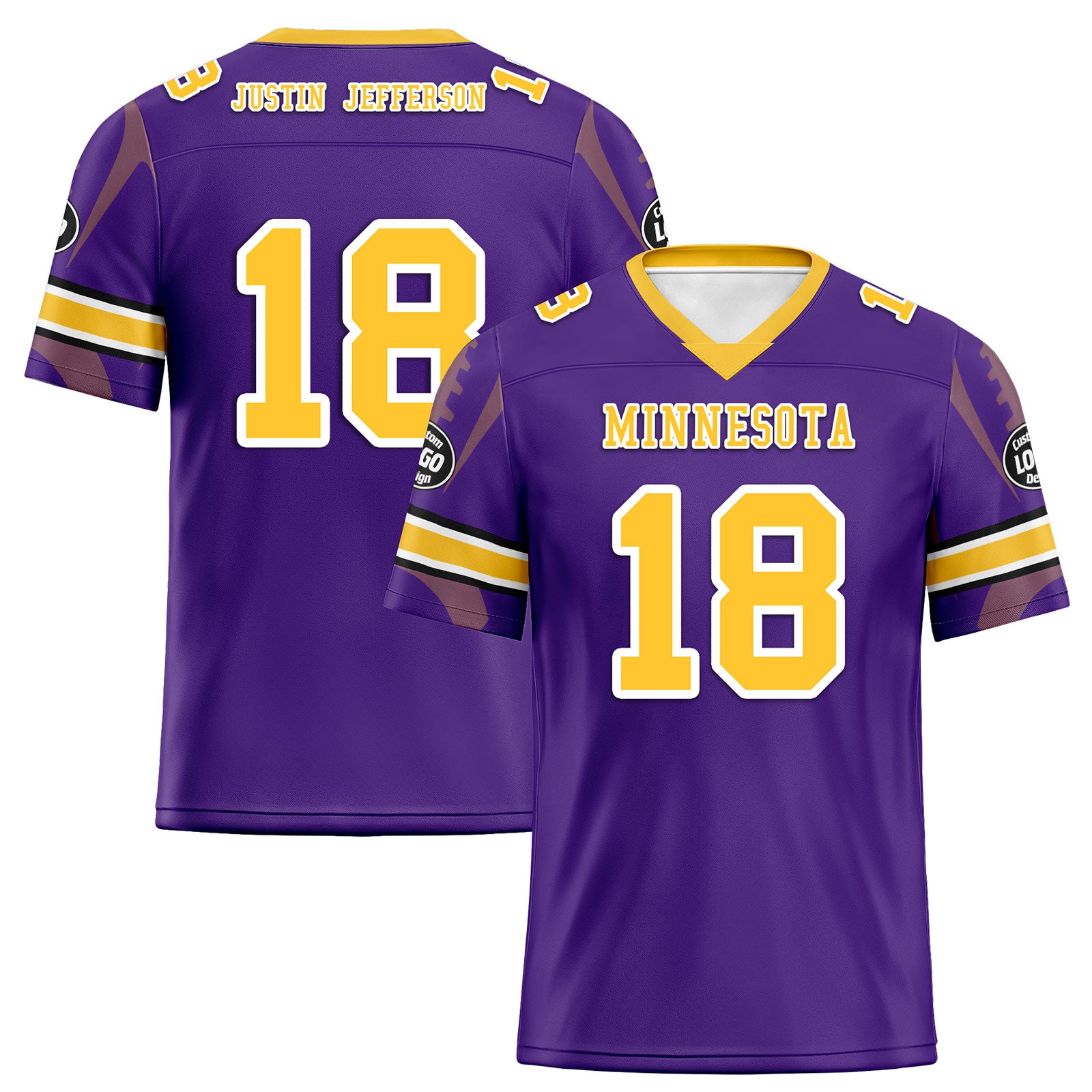 Custom Purple Minnesota Personalized Authentic Football Jersey FBJ02-D025033-15