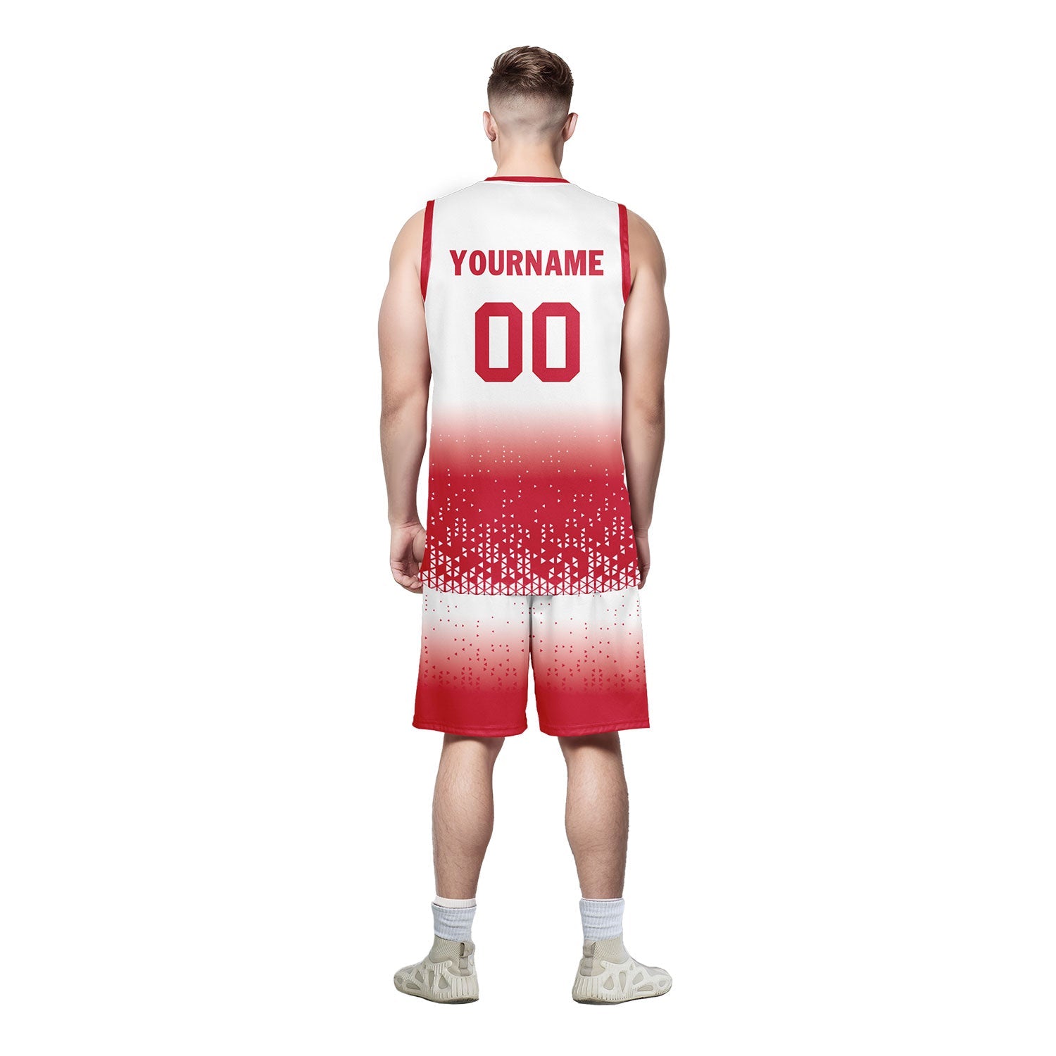 Custom White Red Fade Fashion Sports Uniform Basketball Jersey BBJ01-D020102-8