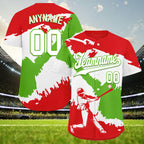 Custom Fire Red White Green Peruvian Flag Personalized Authentic Baseball Jersey BSBJ01-E06022-8