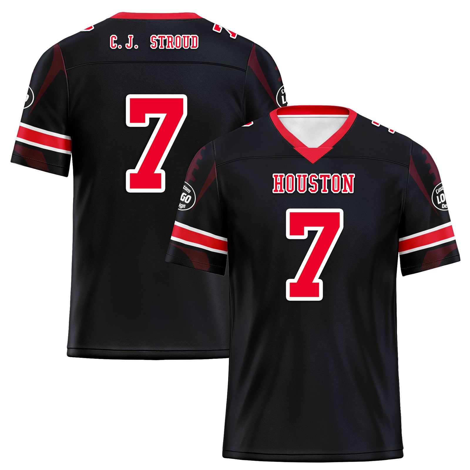 Custom Blue Houston Football Jersey and Sports Shoes Combo Offer Personalized Combo ZH-D025008-10