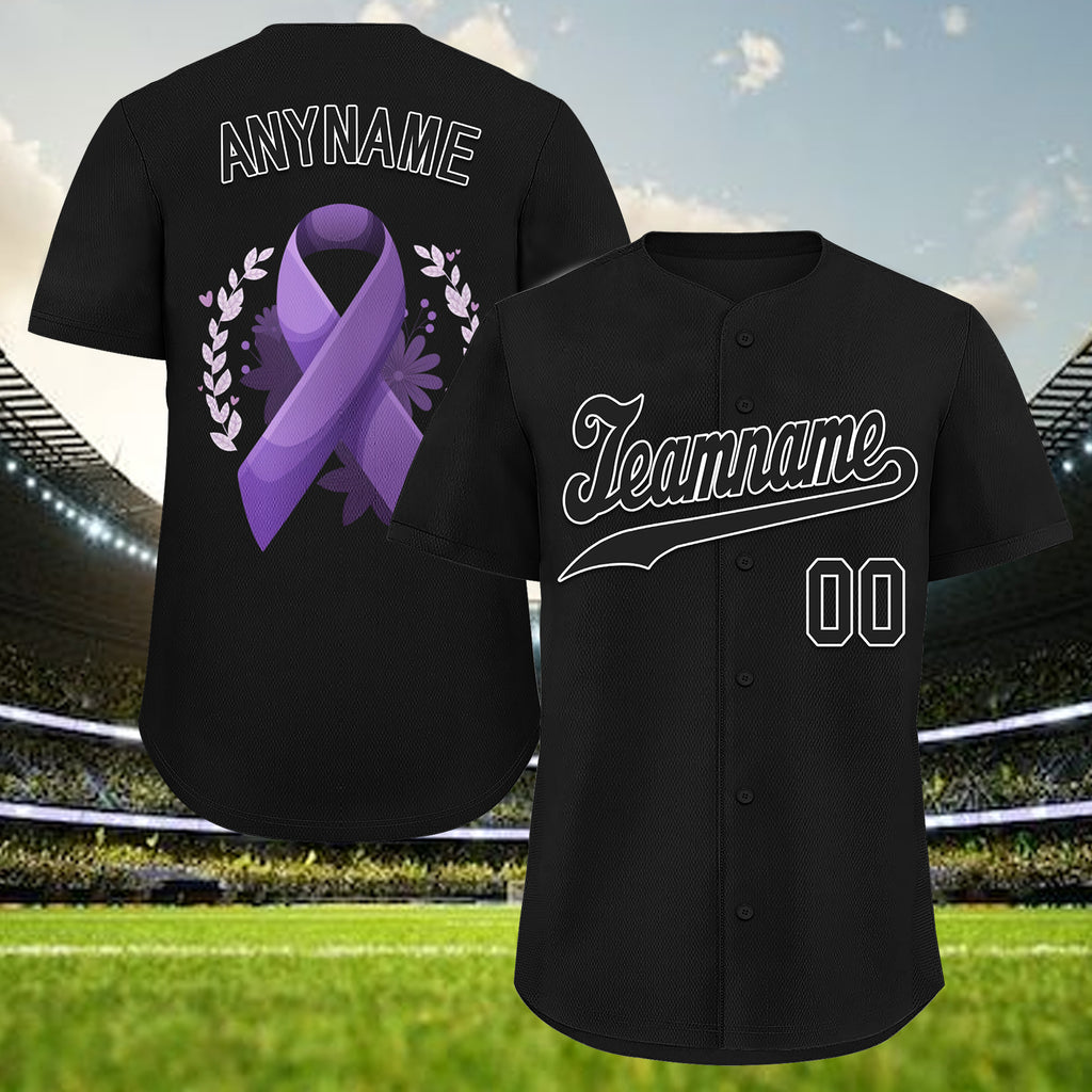 Custom Black World Cancer Day Personalized Authentic Baseball Jersey BSBJ01-E06020-2