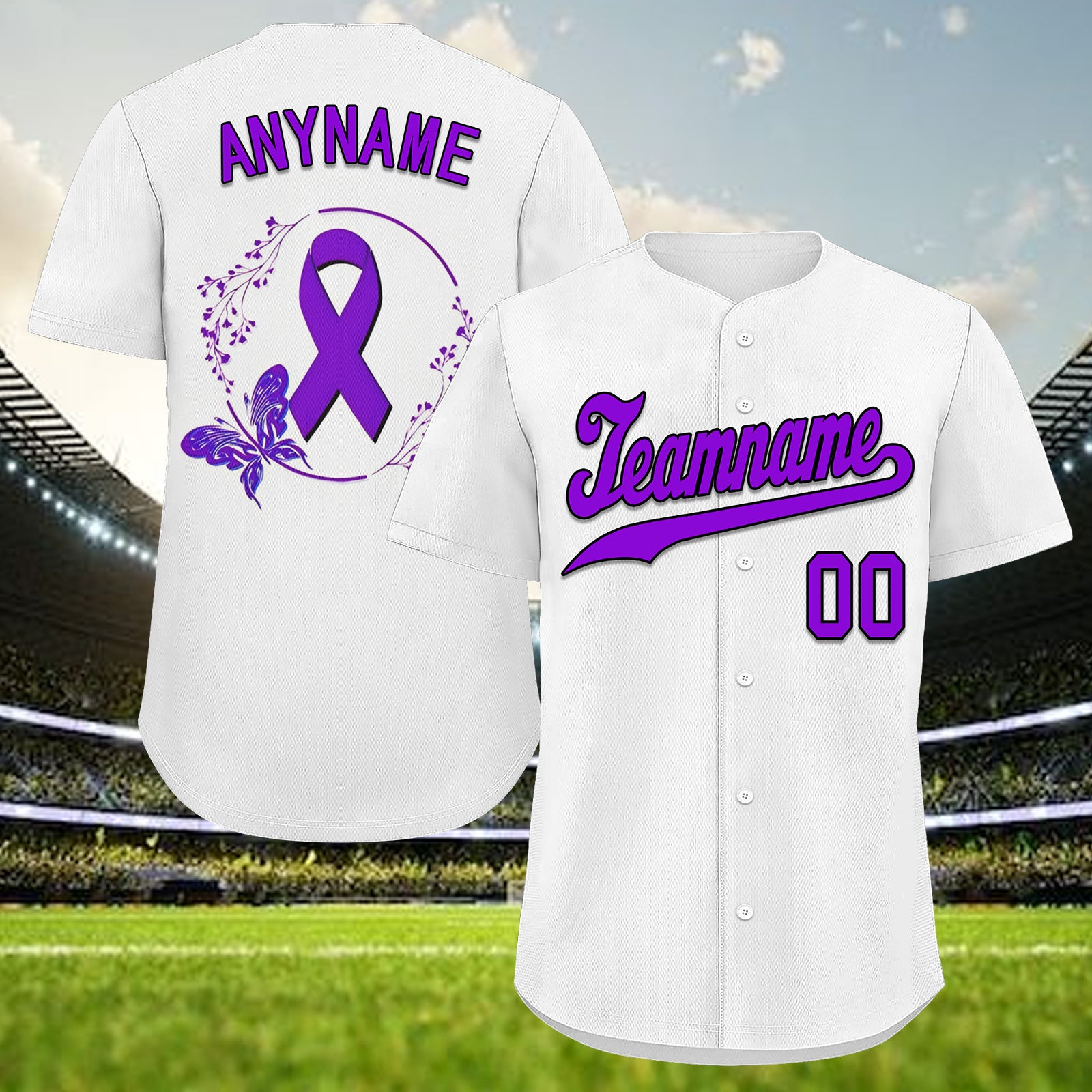 Custom White World Cancer Day Personalized Authentic Baseball Jersey BSBJ01-E06020-8
