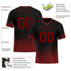 Custom Black Red Fade Fashion Personalized Authentic Football Jersey FBJ02-D06082