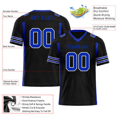 Custom Blue Black Striped Sleeves Personalized Authentic Football Jersey FBJ02-D06072