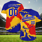 Custom Yellow Fiery Red Venezuelan Flag Personalized Authentic Baseball Jersey BSBJ01-E06022-1