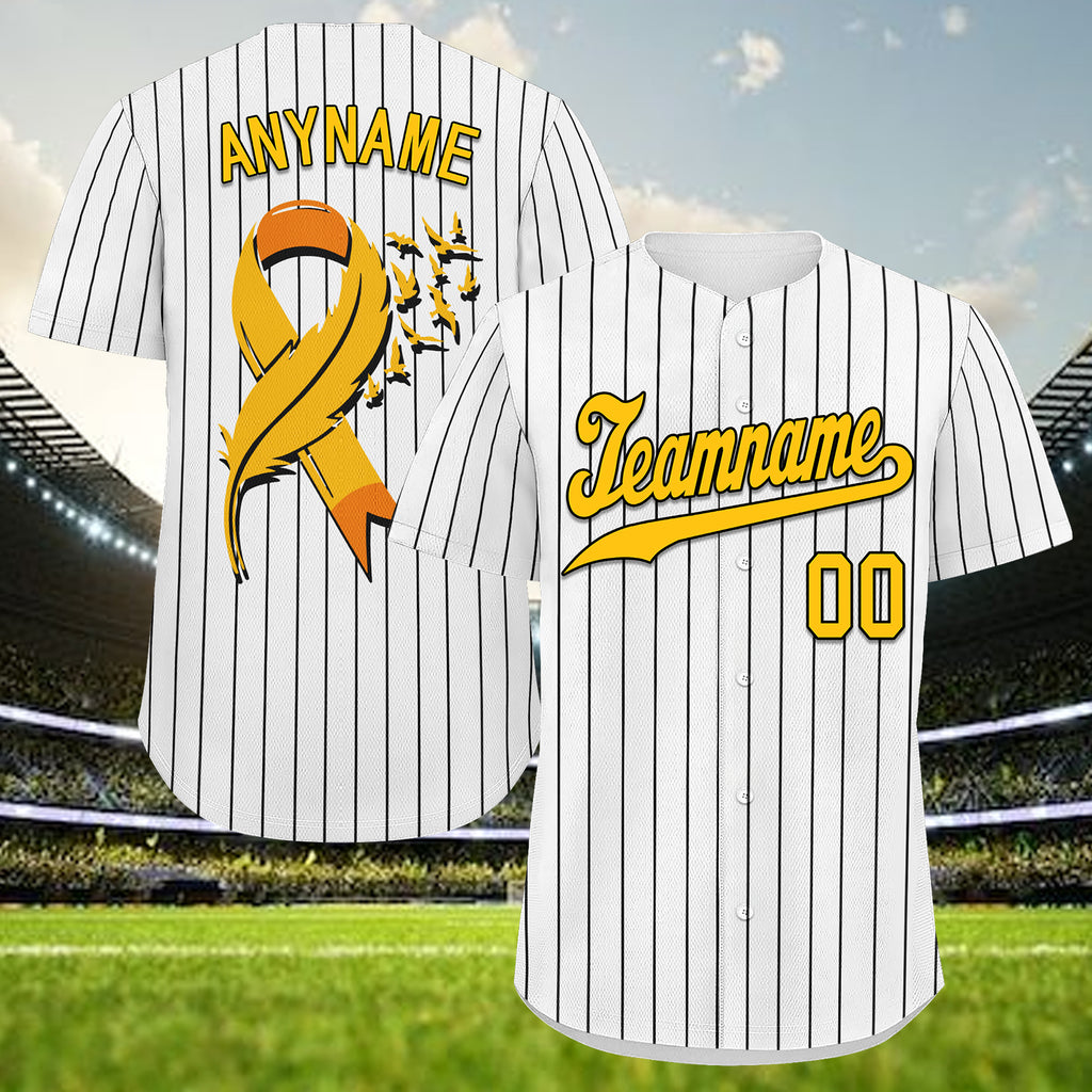 Custom White World Cancer Day Personalized Authentic Baseball Jersey BSBJ01-E06020-12