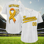 Custom White World Cancer Day Personalized Authentic Baseball Jersey BSBJ01-E06020-12