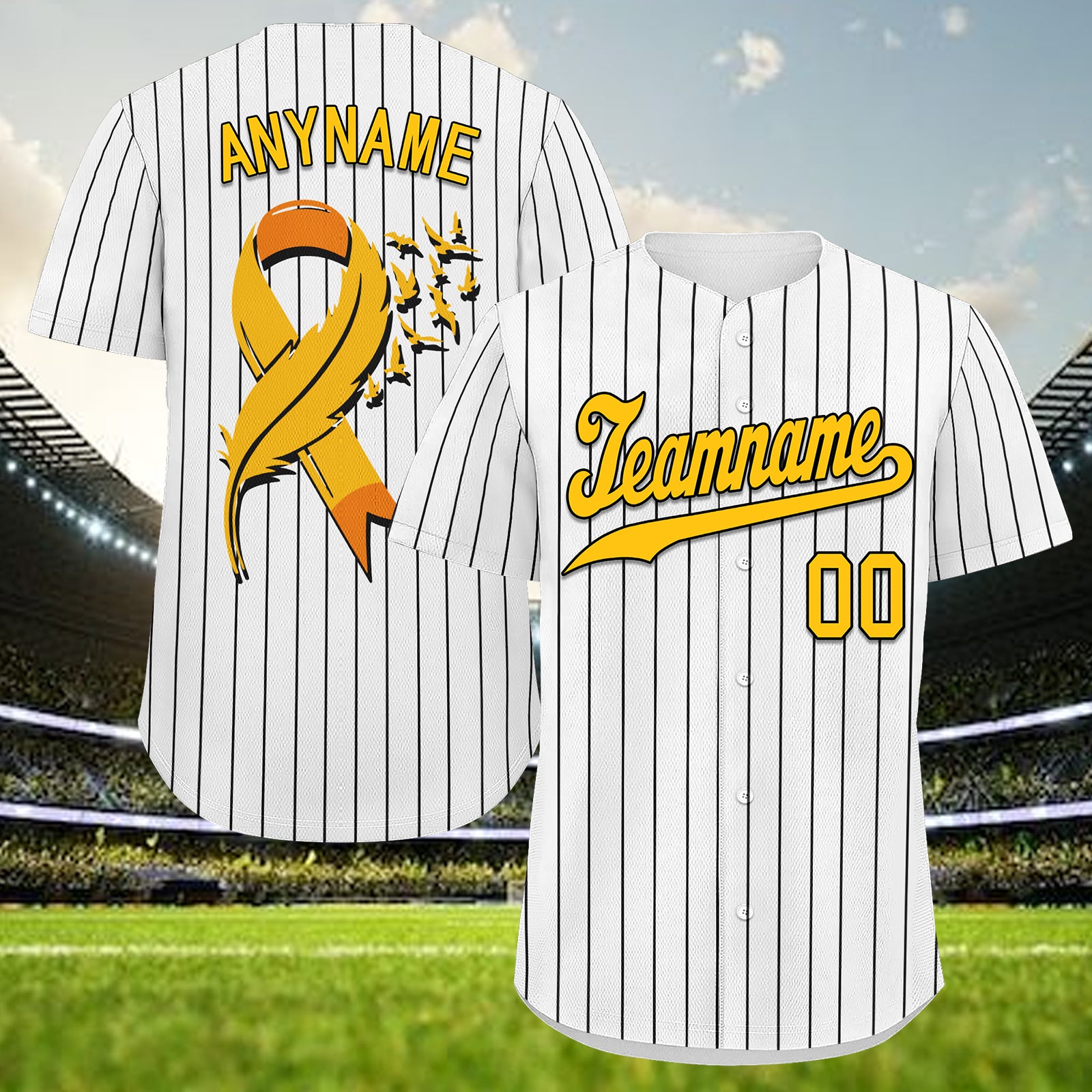 Custom White World Cancer Day Personalized Authentic Baseball Jersey BSBJ01-E06020-12