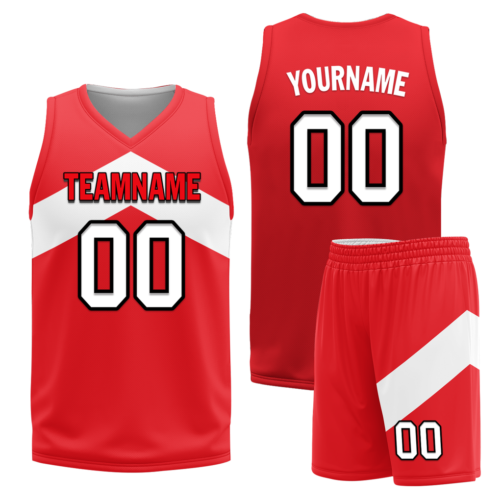 Custom White Red Classic Style Reversible Basketball Uniform Personalized Ordinary BBJR-D017026