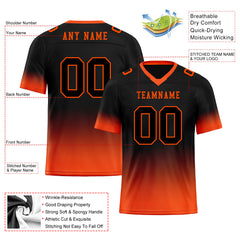 Custom Black Orange Fade Fashion Personalized Authentic Football Jersey FBJ02-D06087