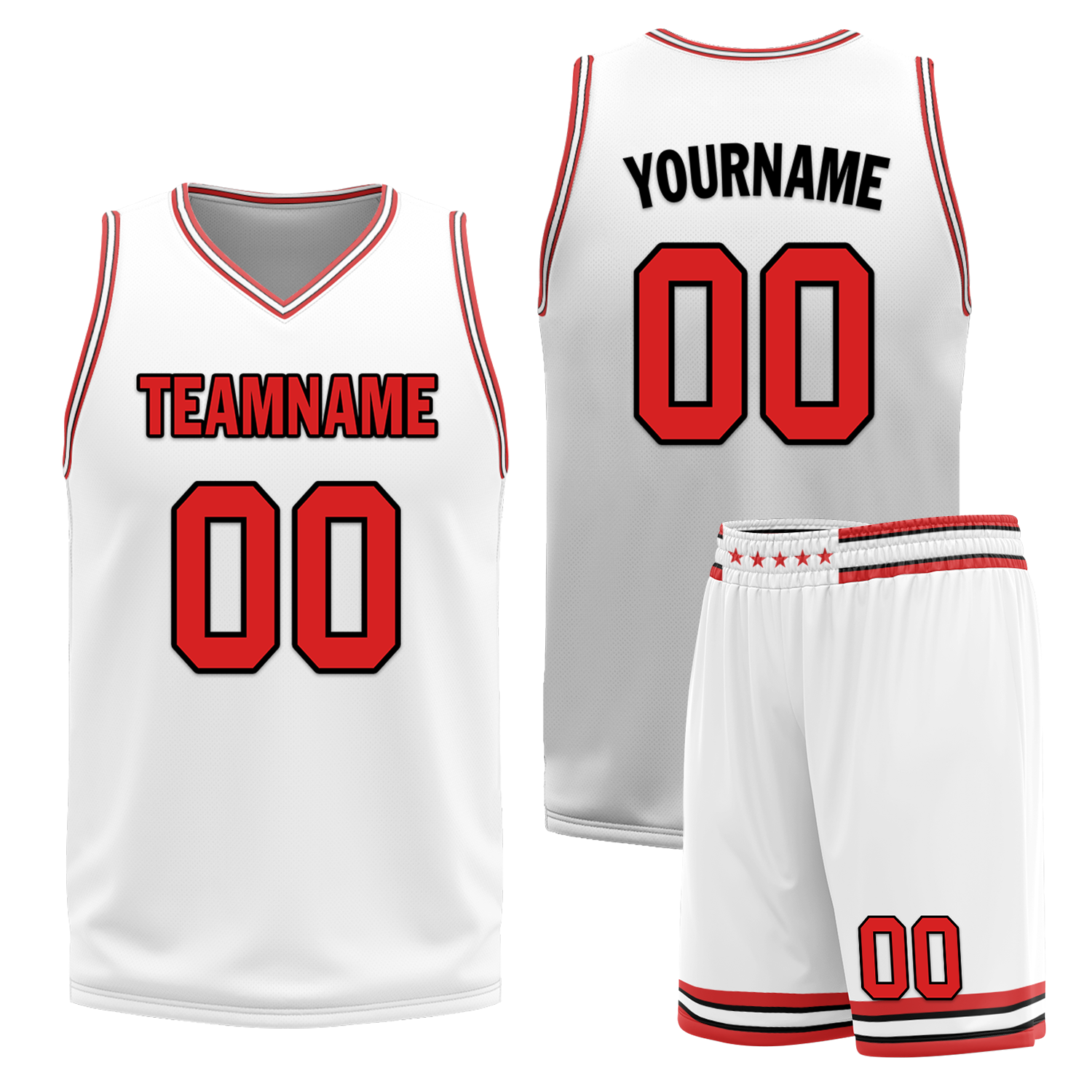 Custom Red White Classic Style Reversible Basketball Uniform Personalized COOLMAX BBJR-D017005