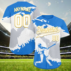 Custom Blue Gold Silver Nicaraguan Flag Personalized Authentic Baseball Jersey BSBJ01-E06022-9