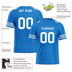 Custom Blue White Striped Sleeves Personalized Authentic Football Jersey FBJ02-D06038