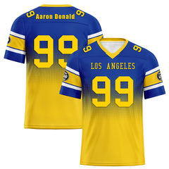 Custom Blue Yellow Los Angeles Personalized Authentic Football Jersey FBJ02-D020249-15