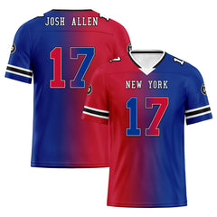 Custom Blue Red New York Personalized Authentic Football Jersey FBJ02-D028017-18