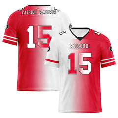 Custom Red White Missouri Personalized Authentic Football Jersey FBJ02-D028017-25