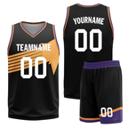 Custom Purple Black Classic Style Reversible Basketball Uniform Personalized COOLMAX BBJR-D017058