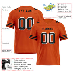 Custom Orange Black Striped Sleeves Personalized Authentic Football Jersey FBJ02-D06043