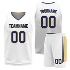 Custom Blue White Classic Style Reversible Basketball Uniform Personalized COOLMAX BBJR-D017050
