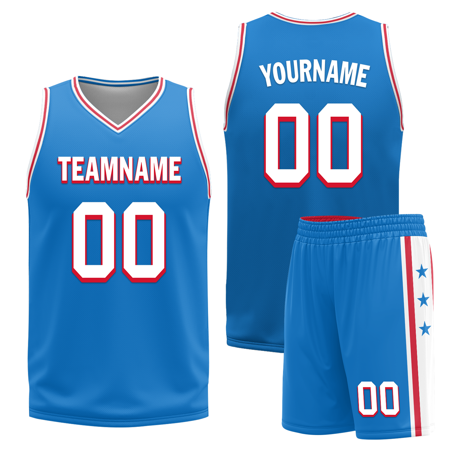 Custom Red Blue Classic Style Reversible Basketball Uniform Personalized COOLMAX BBJR-D017022