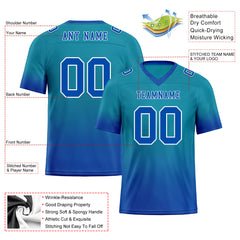 Custom Dark Teal Blue Fade Fashion Personalized Authentic Football Jersey FBJ02-D06101