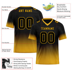 Custom Black Yellow Fade Fashion Personalized Authentic Football Jersey FBJ02-D06084