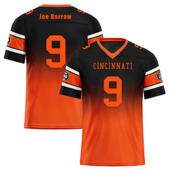 Custom Black Orange Cincinnati Personalized Authentic Football Jersey FBJ02-D020249-6