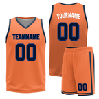 Custom Blue Orange Classic Style Reversible Basketball Uniform Personalized COOLMAX BBJR-D017015