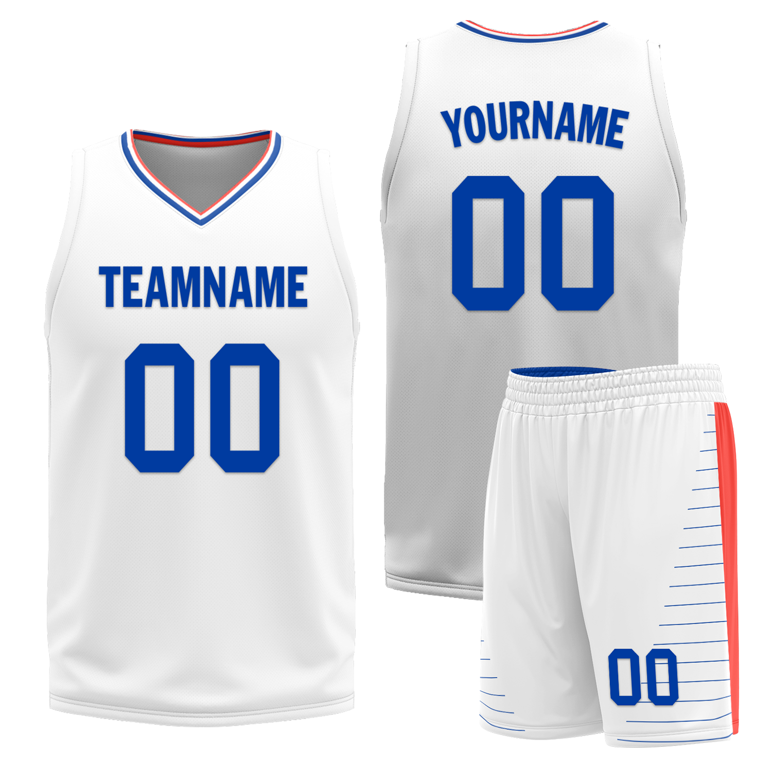 Custom Blue White Classic Style Reversible Basketball Uniform Personalized COOLMAX BBJR-D017031