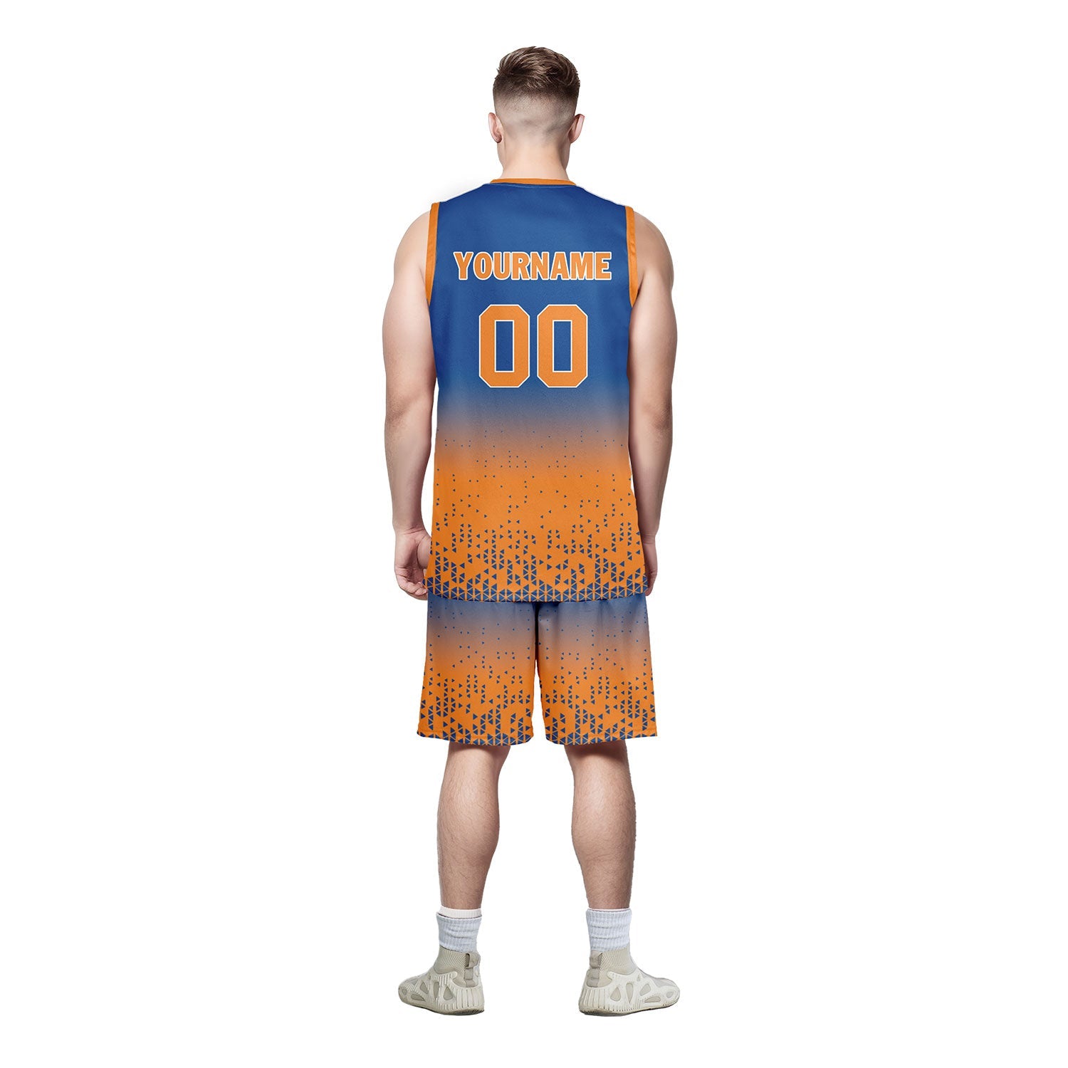 Custom Blue Orange Fade Fashion Sports Uniform Basketball Jersey BBJ01-D020102-3
