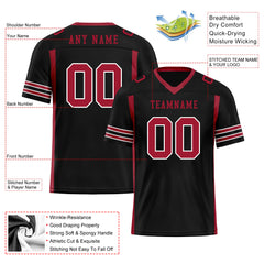 Custom Black Red Striped Sleeves Personalized Authentic Football Jersey FBJ02-D06074