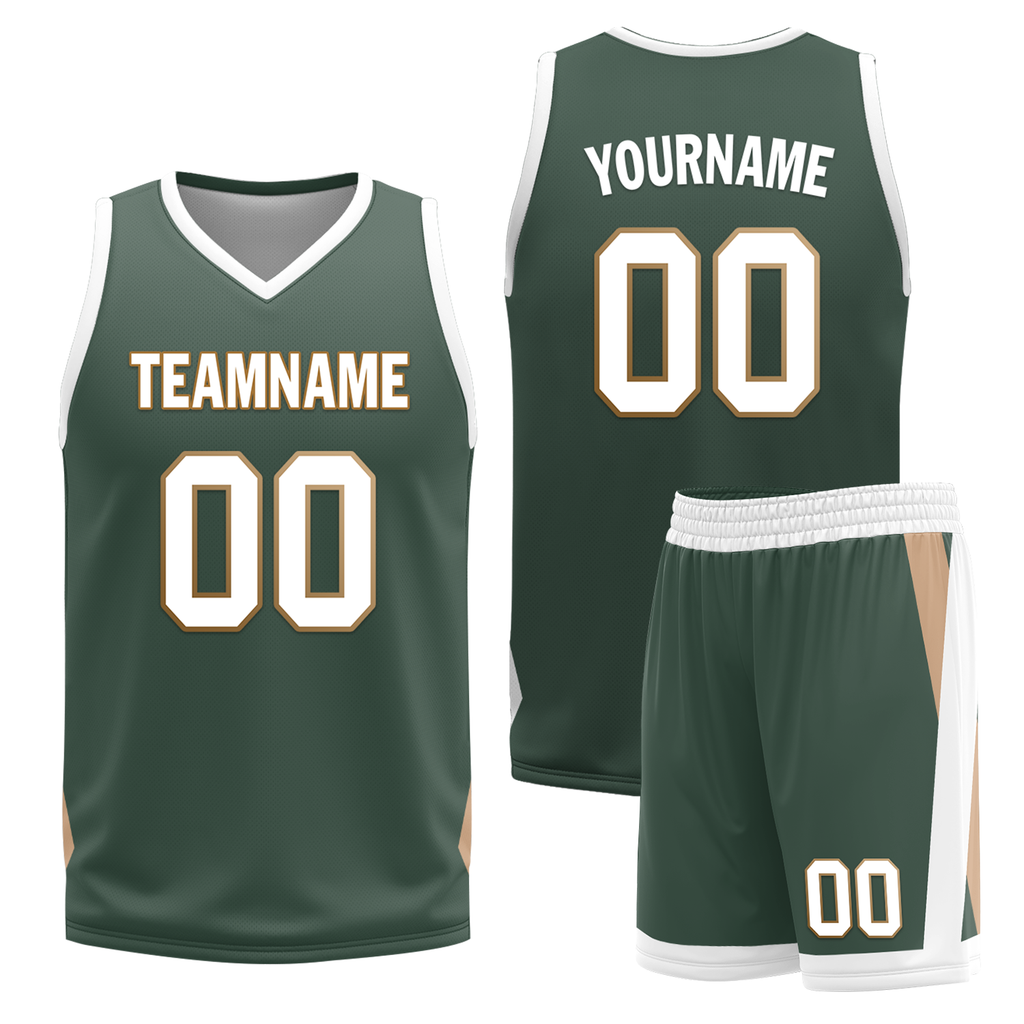 Custom White Green Classic Style Reversible Basketball Uniform Personalized Ordinary BBJR-D017002