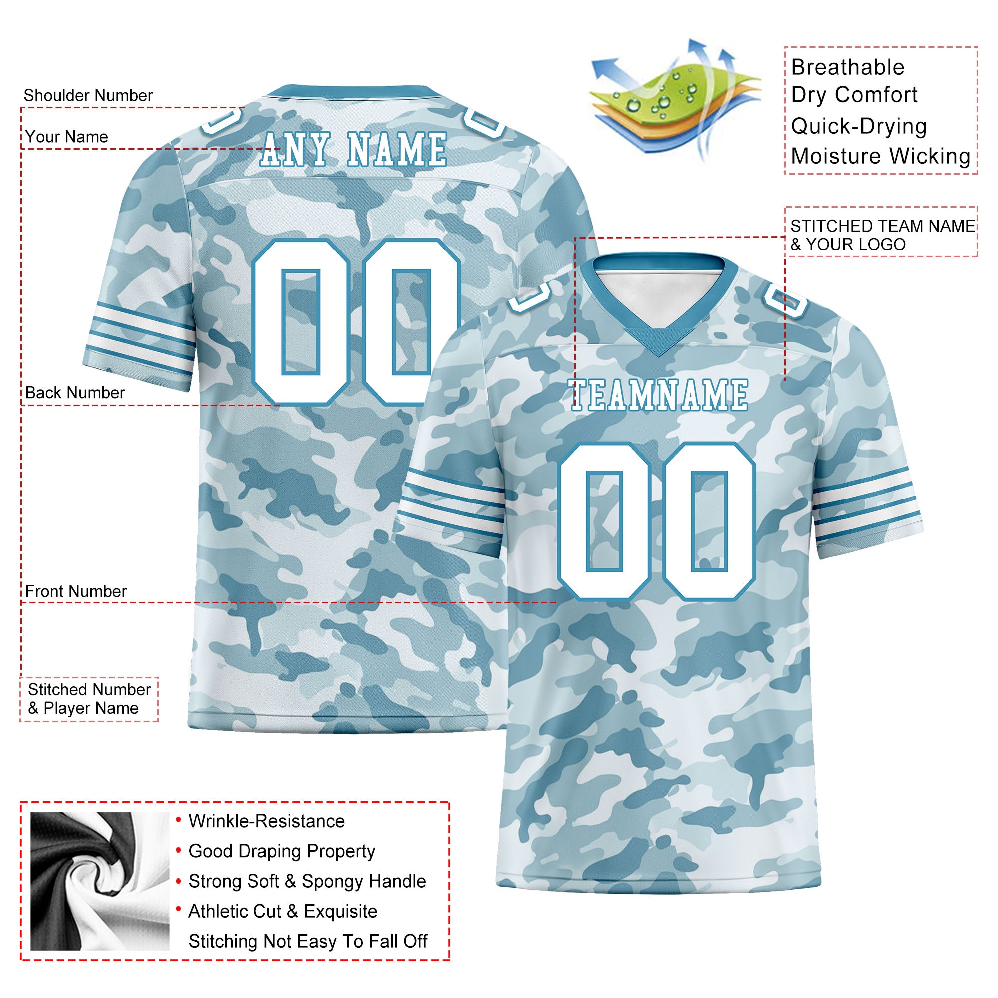 Custom Camo Personalized Authentic Football Jersey FBJ02-D06113