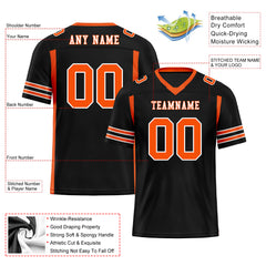 Custom Black Orange Striped Sleeves Personalized Authentic Football Jersey FBJ02-D06045