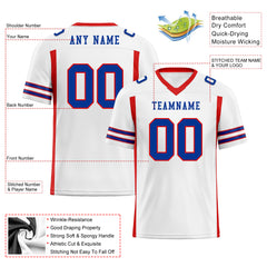 Custom White Red Striped Sleeves Personalized Authentic Football Jersey FBJ02-D06056