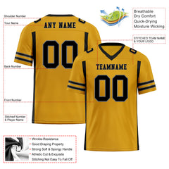 Custom Black Yellow Striped Sleeves Personalized Authentic Football Jersey FBJ02-D06063