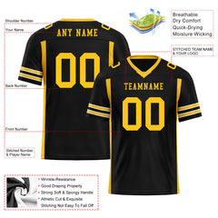 Custom Black Red Striped Sleeves Personalized Authentic Football Jersey FBJ02-D06073